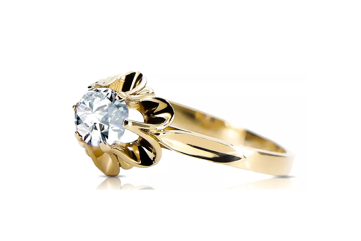 Zircon 14K Yellow gold Ring Vintage style vrc004y